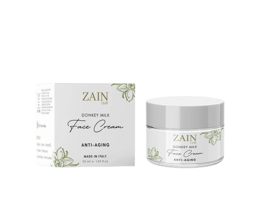 ZAIN1 Moisturizing Face Cream with donkey milk, Anti-aging face cream enriched with vitamins and proteins, Luxurious Italian face cream for youthful glow