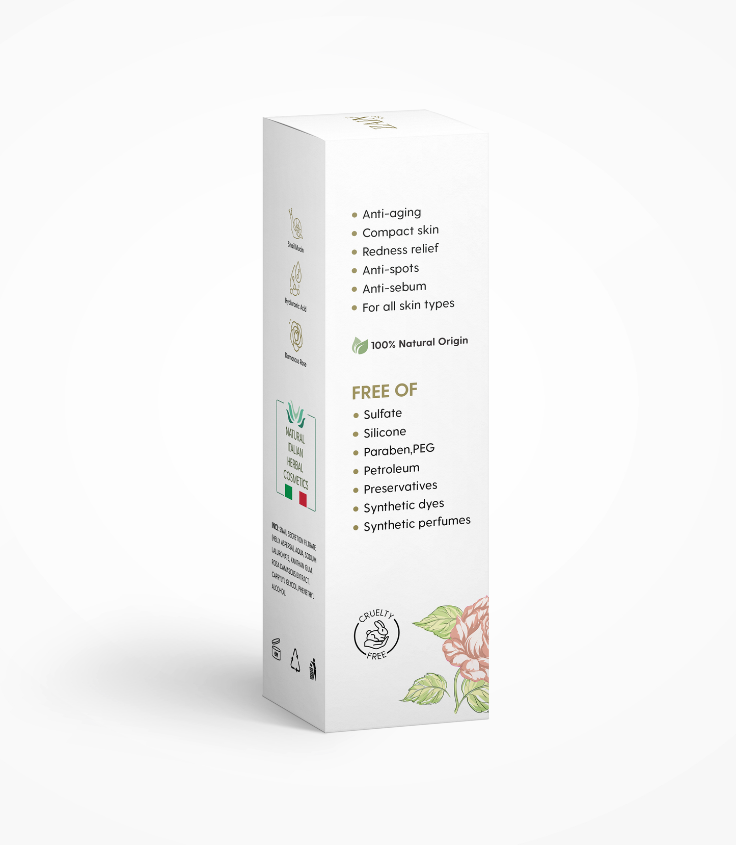 Snail Mucin Regenerating Serum by ZAIN1, Hydrating anti-aging serum with hyaluronic acid and Damascus rose, Moisturizing and rejuvenating facial serum